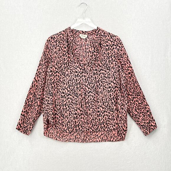 ZADIG AND VOLTAIRE Tink Squeleton Top Womens Small Pink Leopard Logo Long Sleeve - Picture 5 of 16